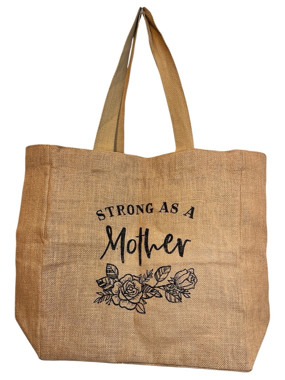 Strong As A Mother Jute Tote Bag Lightweight Burlap Style Like New Shopping